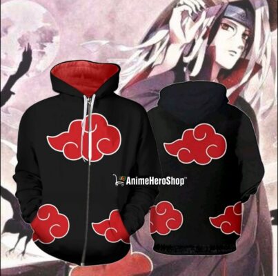 Akatsuki Red Cloud Unisex Zipper Hoodies - AnimeHeroShop
